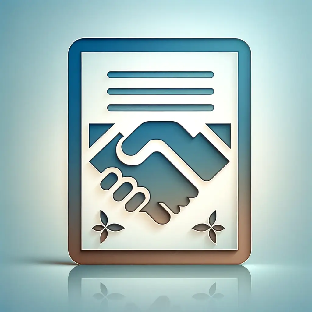 Abstract image of a handshake over a document, symbolizing a shareholder agreement and partnership in shareholder agreements.